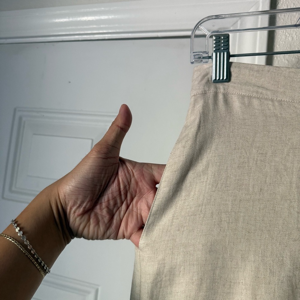 NWT SITE-SEE cream ivory‎ lyocell line wide leg pull on elastic cropped pants - Picture 4 of 7